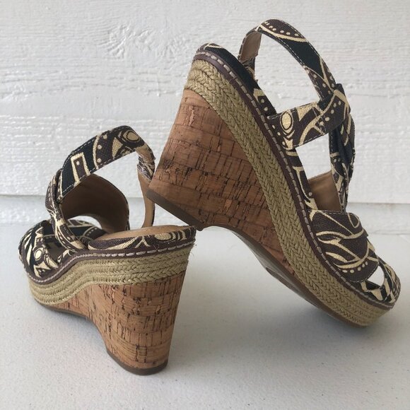 Naturalizer N5 Comfort Lulianna Coated Linen Slingback Cork Wedge Size 9M - Picture 5 of 15